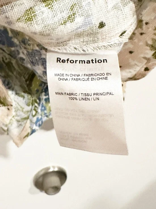 Reformation Greyson Floral Print Linen Mini Dress Size Small - Picture 12 of 13